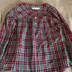 Girl Christmas plaid dress shirt